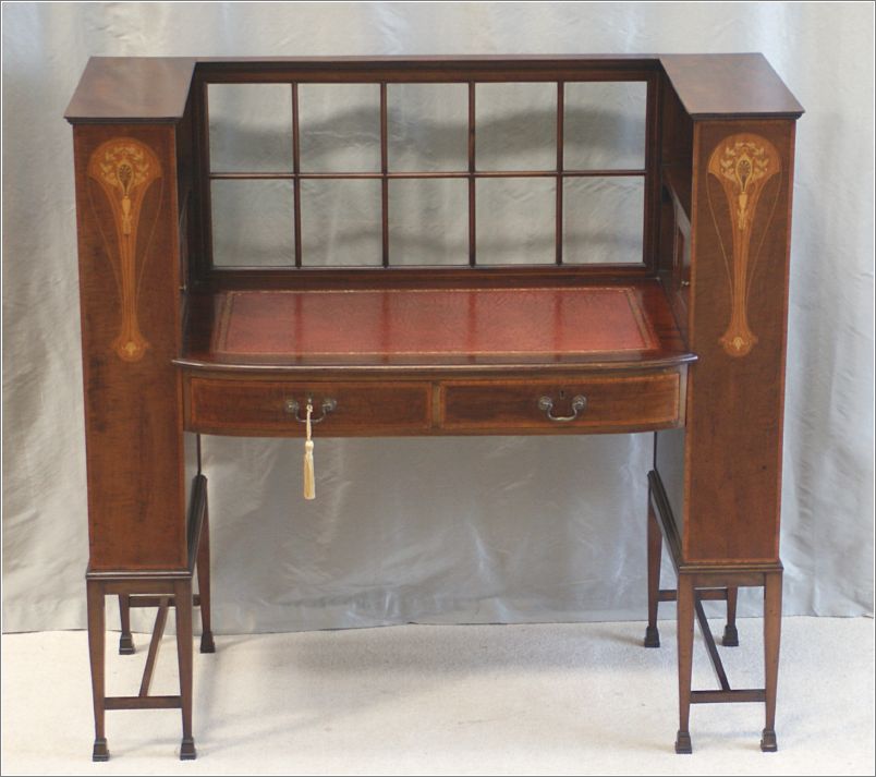 4008 Antique Inlaid Arts & Crafts Writing Desk (2)